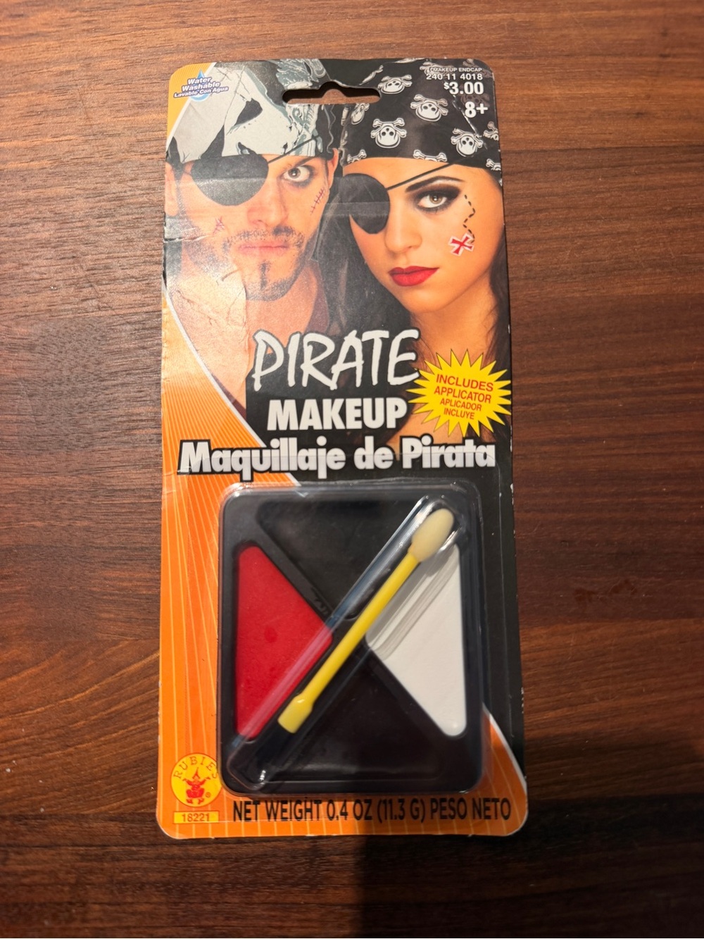 Pirate Makeup Tri-Color Face Paint - Red, Black & White